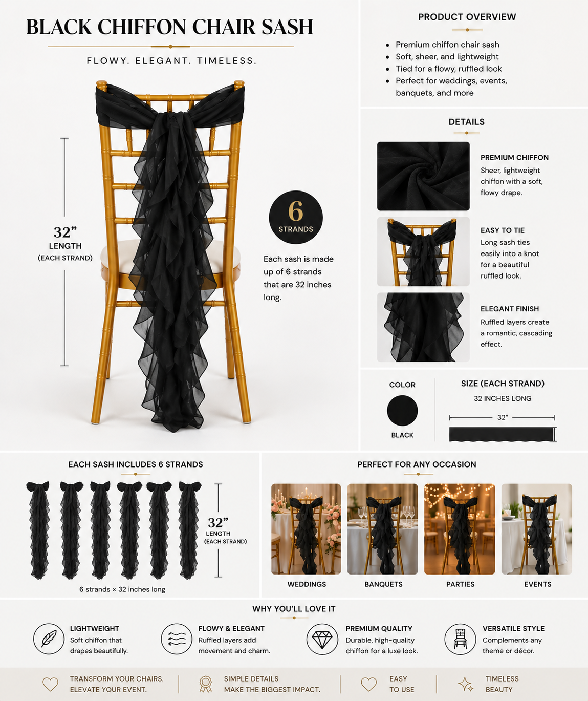 Black Elegance Linen Rental Package