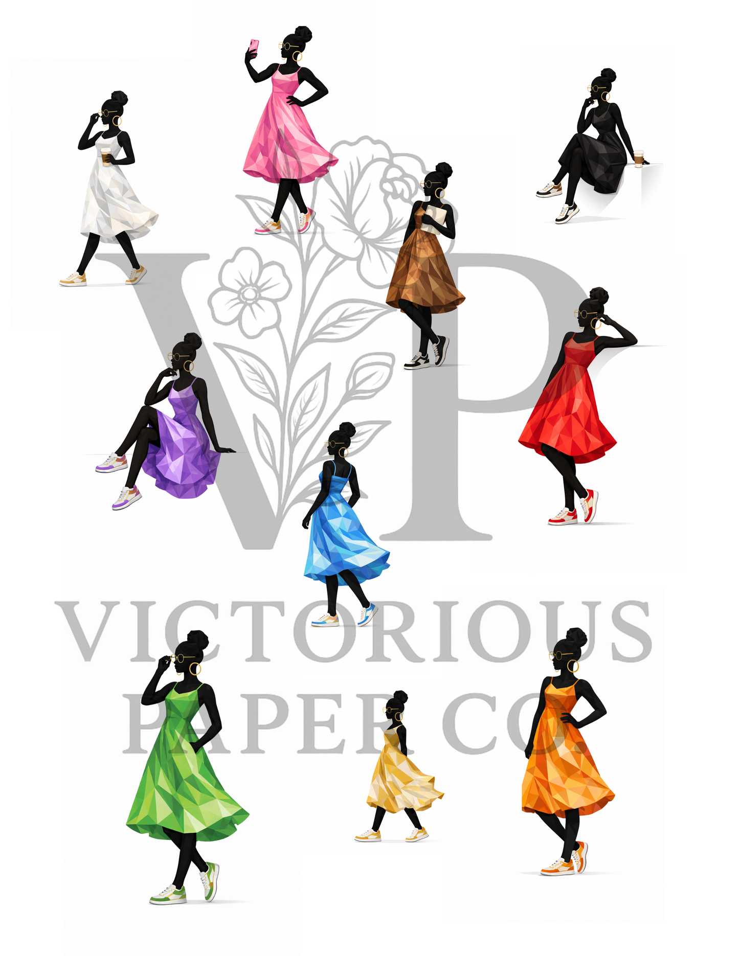 Geometric Elegance - Digital Silhouette Collection