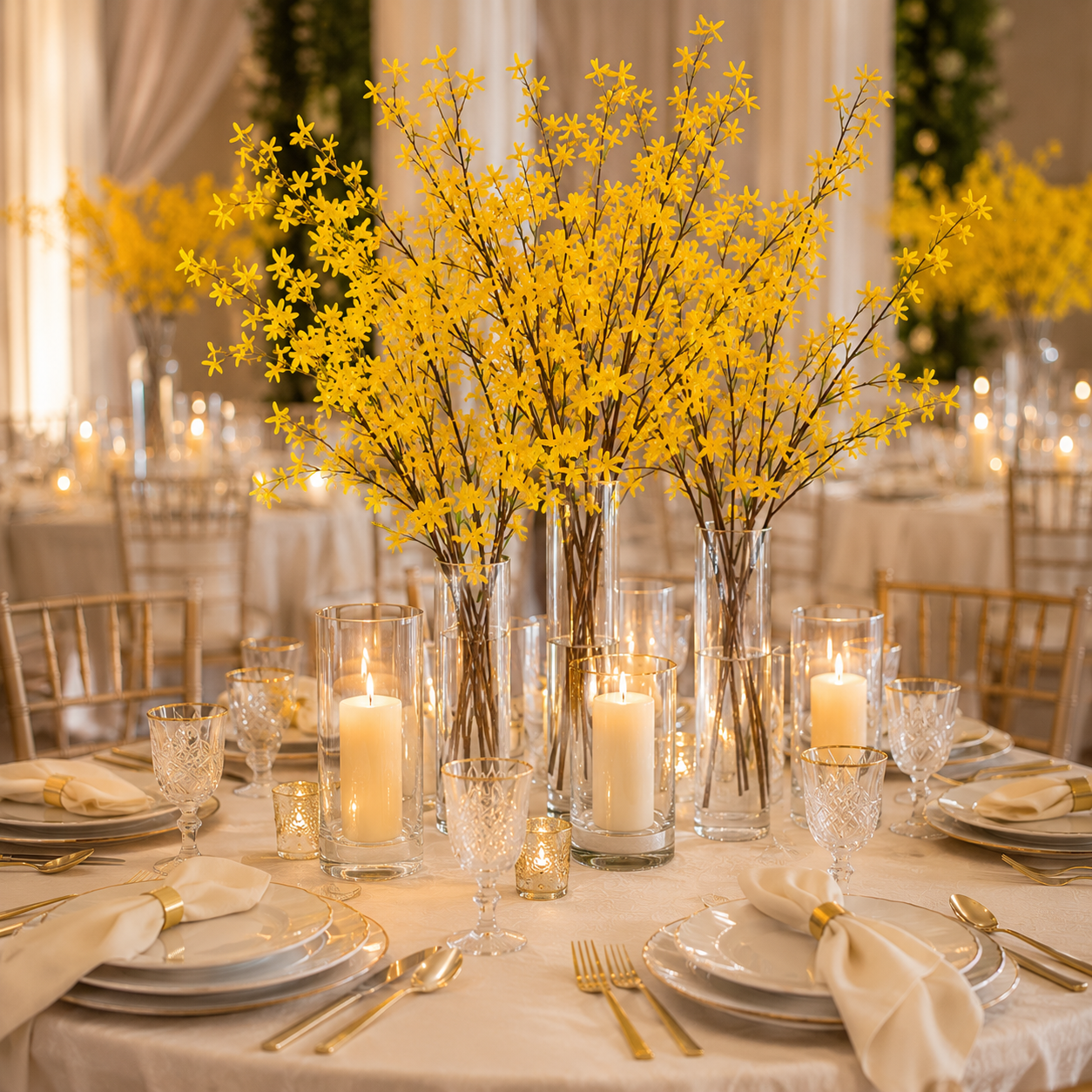 Soft Celebration Yellow Artificial Forsythia Stems