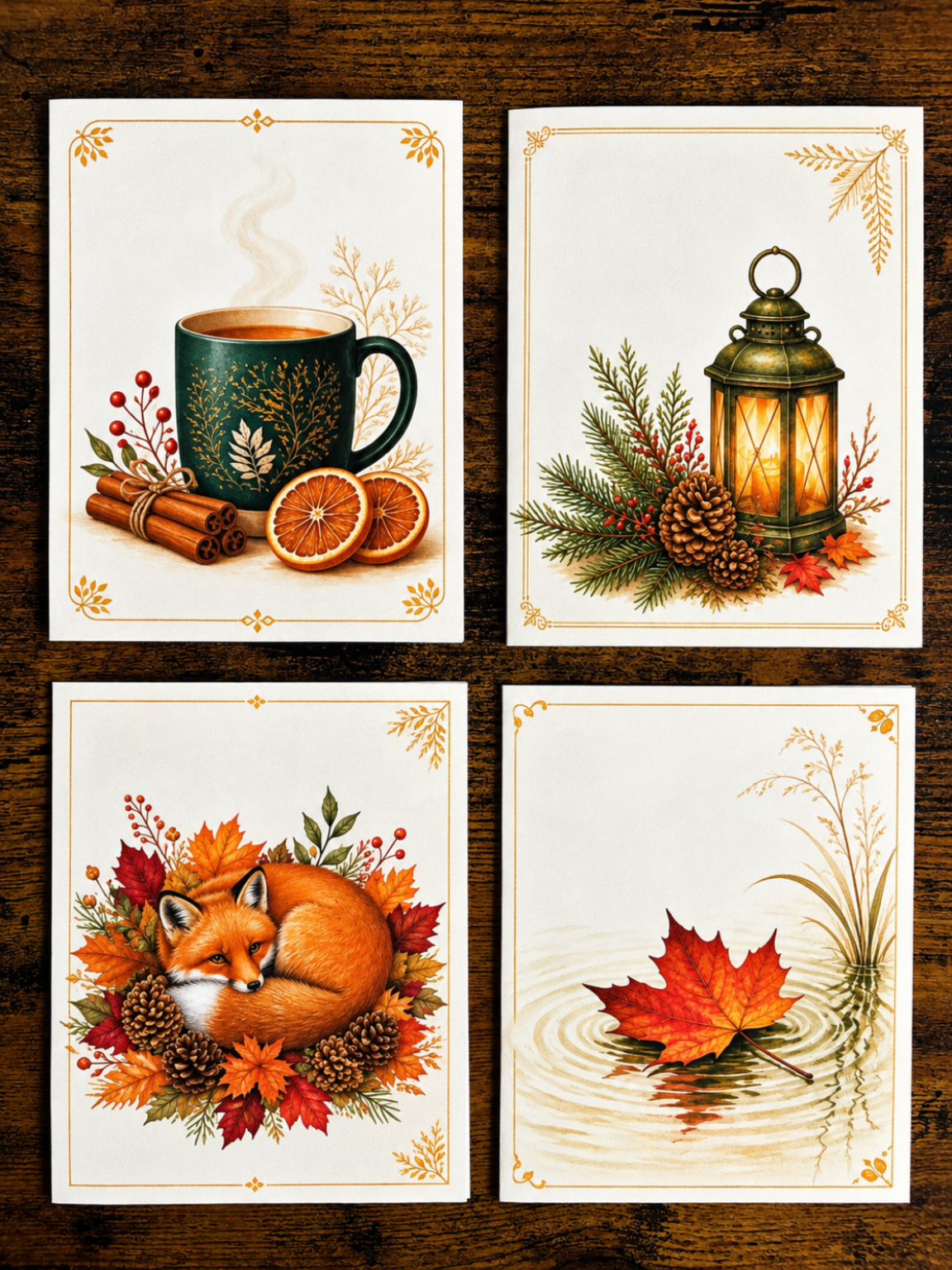 Autumn Moments, Mini Note Cards with Envelopes, Set of 12