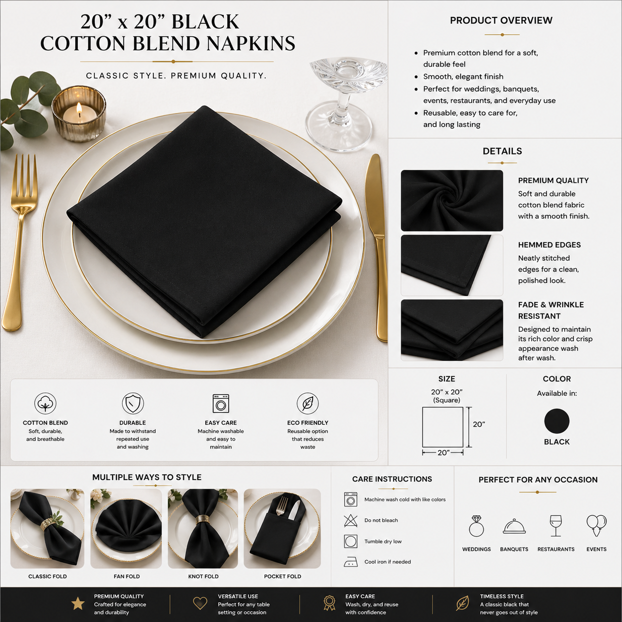 Black Elegance Linen Rental Package