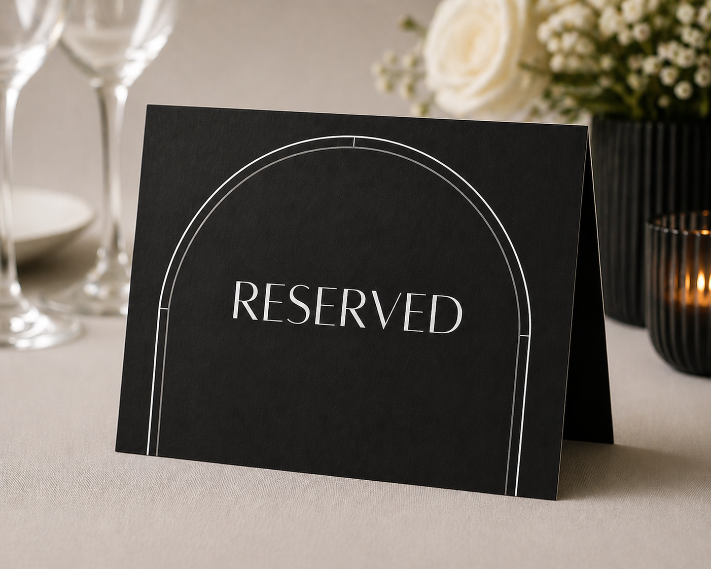 Black Elegance Reserved Table Tent