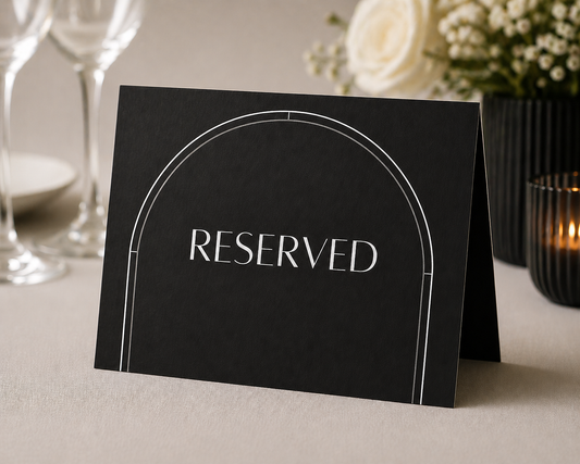 Black Elegance Reserved Table Tent