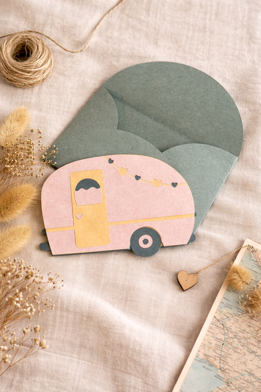 Always Wander Gently Retro Camper Mini Greeting Card