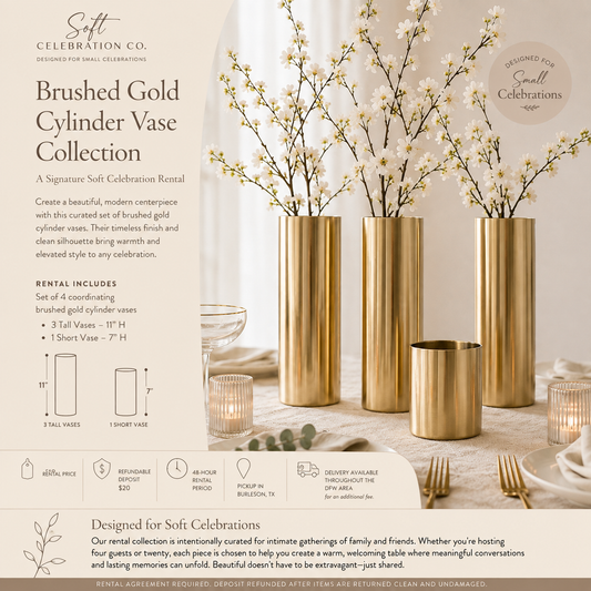 Soft Celebration Brushed Gold Cylinder Vase Collection