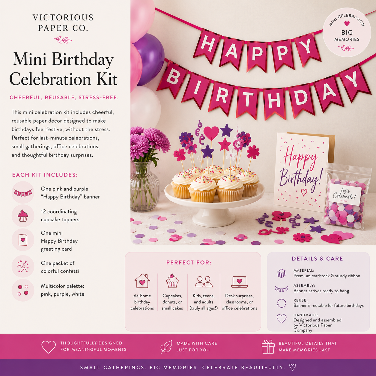 Pink and Purple Birthday Banner Celebration Kit