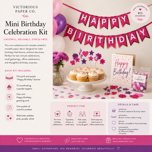 Pink and Purple Birthday Banner Celebration Kit