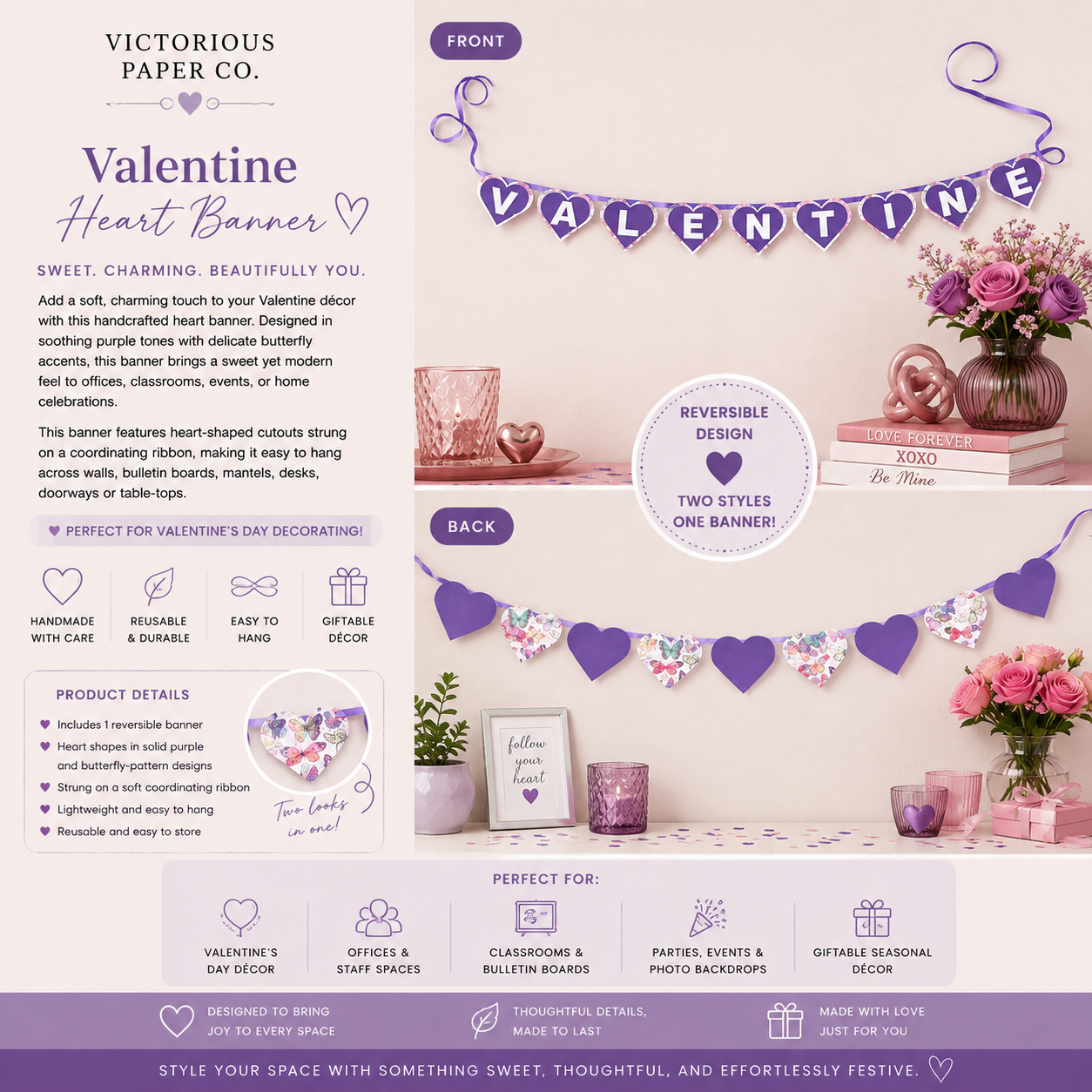 Reversible Valentine Banner