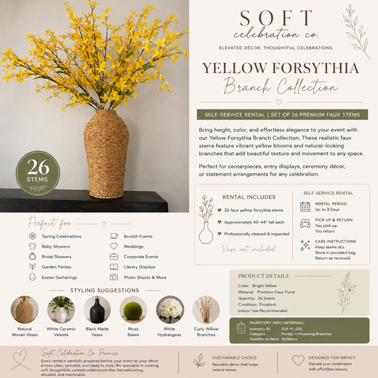 Soft Celebration Yellow Artificial Forsythia Stems